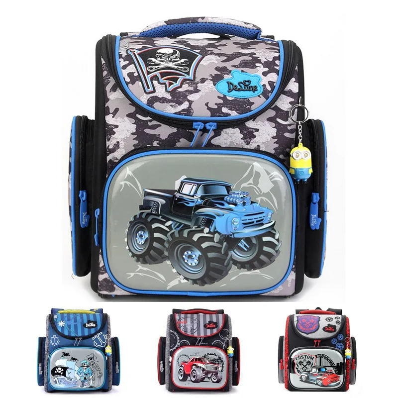 

Delune Big Large Capacity 3D Racing Cars Backpack Motorcycle Printing School Bags Children Bag Orthopedic Backpacks For kids