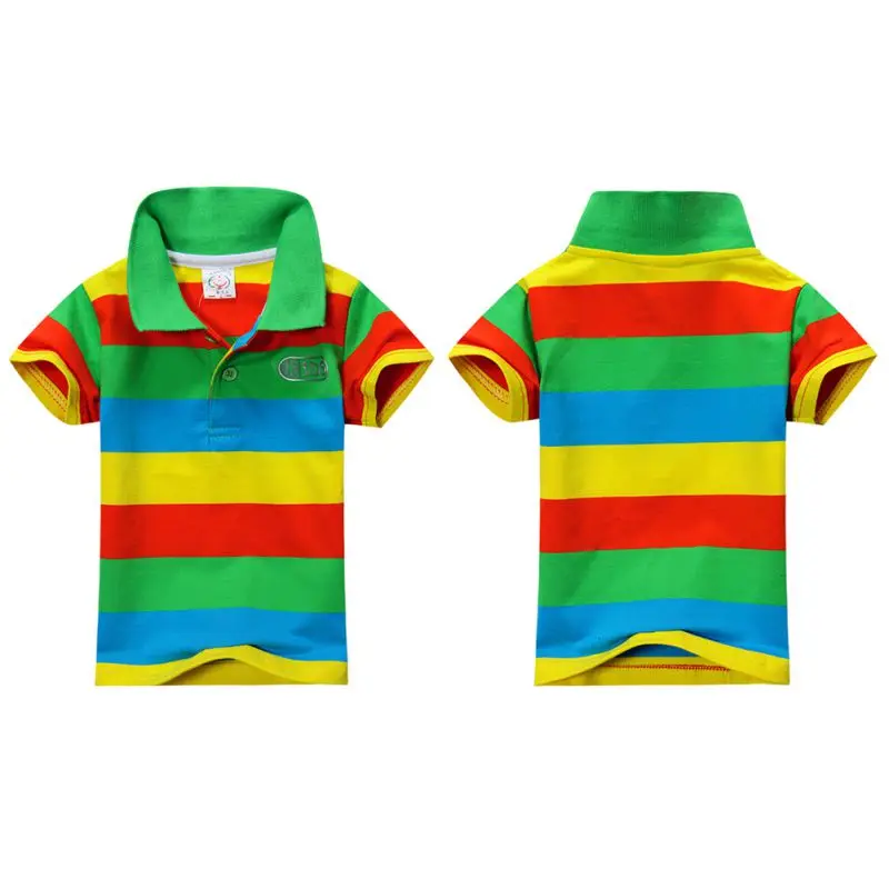 Летняя одежда из хлопка для мальчиков; топы; футболка в полоску с короткими рукавами для мальчиков