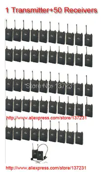 

Takstar UHF 938 UHF frequency Wireless Tour Guide System 50m Operating Range 1 Transmitter+50Receivers for Tour guiding Church