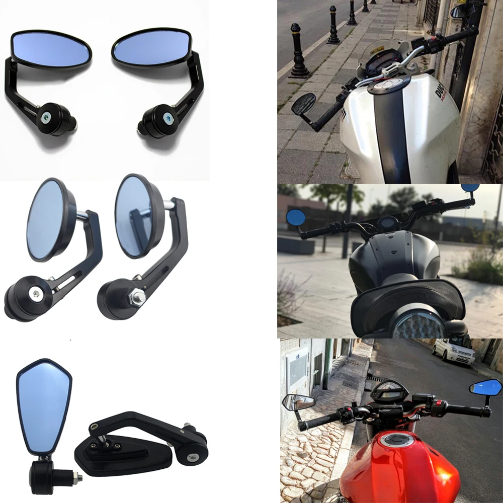 

7/8" Universal Round Motorcycle Mirrors Rear View Handle Bar End Rearview Side Mirrors Oval For cafe racer