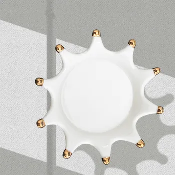 

Ceramic Jewelry Storage Tray Nordic Style Creative Decoration Crown Water Drop White Ring Tray