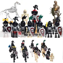 Детские конструкторы 10 лотов AX9815 Скелет Рыцари средневековый замок Рыцари Скелет рыцари игрушки для детей, подарки