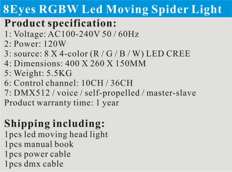 8 шт./лот LED паук 8x10 Вт головка перемещения луча, RGBW 4 в 1 DJ Moving Head уверены свет этапа производителя 4in1 rotationa