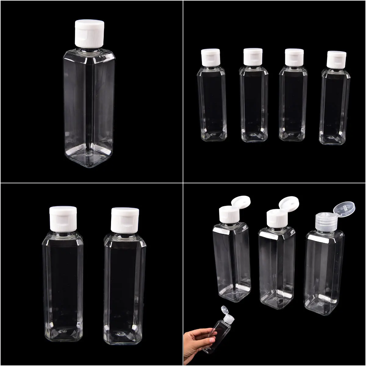 1/2pcs 100ml Clear Flip Top Cap Refillable Bottle Transparent Small