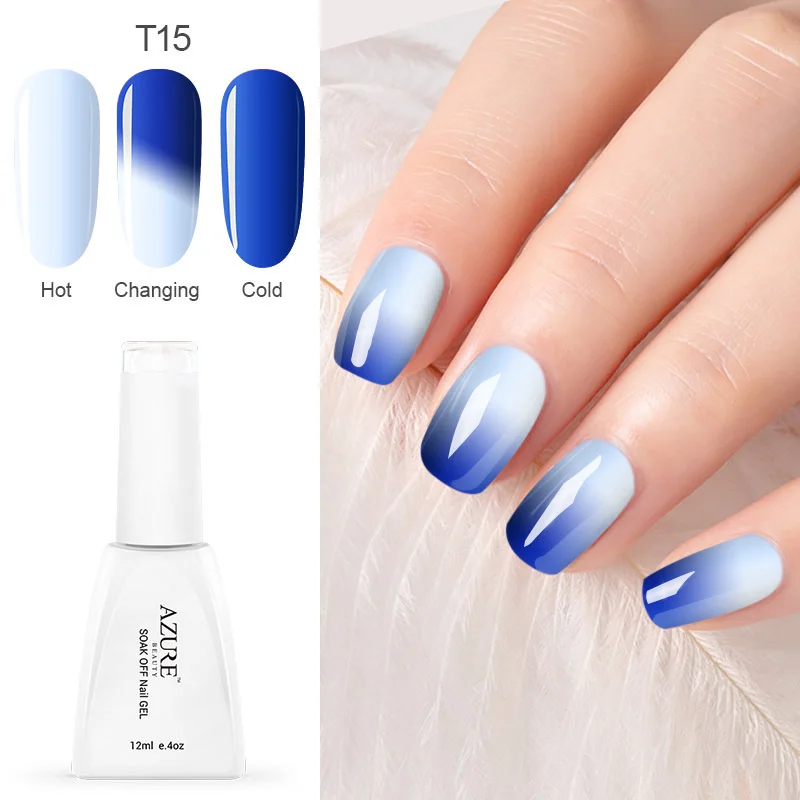 Azure beauty, УФ-гель для ногтей, меняющий температуру, СВЕТОДИОДНЫЙ УФ-Гель-лак, 12 мл, 1 шт., гель для ногтей, отмачиваемый, меняющий цвет, Гель-лак - Цвет: T15