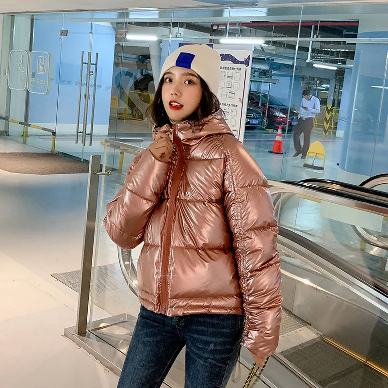 2019 Autumn and Winter New Women's Cotton Suit Korean Casual Fashion Short Solid Color Hooded Winter Coats Jacket Women Zipper