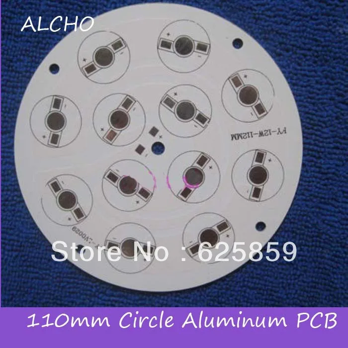 

110mm Circle Aluminum PCB Circuit Board for 12PCS x 1W,3W,5w LED in Series
