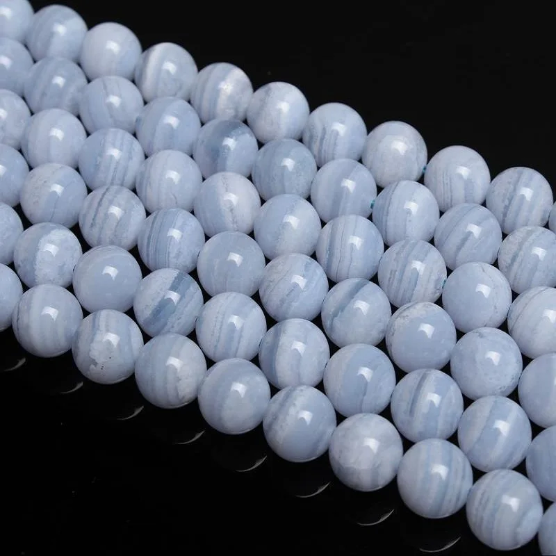 

Baihande Natural Blue Lace Agate Onyx Stone 6 8 10 12mm Round Gemstone Loose Beads For Necklace Bracelet DIY Jewelry Making