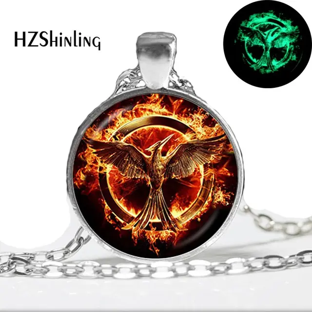 Glow in The Dark Jewelry Firebird Necklace Fire Phoenix Pendant Glass