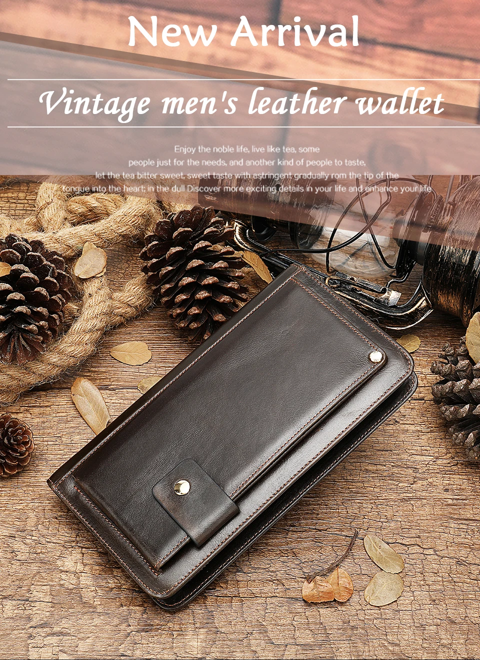 1 Men's Wallet Genuine Leather Wallet MaleMen Clutch Bags Long Clutch Purse for Men Walllets with Coin Zipper for Credit Card