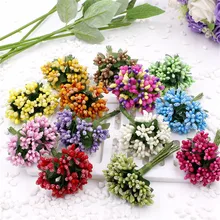 cheap 12pcs Artificial Stamen Flower For Wedding Home Decoration Pistil DIY Scrapbooking Garland Craft Fake Flowers