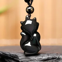Drop Shipping Natural Rainbow Obsidian Fox Pendant Necklace For Women Men Lucky Amulet Necklace Crystal Fine Jewelry Gifts Drop Shipping Natural Rainbow Obsidian Fox Pendant Necklace For Women Men Lucky Amulet Necklace Crystal Fine Jewelry Gifts