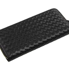 Мужской кошелек из натуральной кожи с черными надавливающими узорами и карманом для денег 8067A