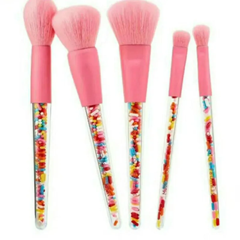 Chomel New 5 pieces/sets pink plastic handle candy makeup brush set brush beauty tools free shipping