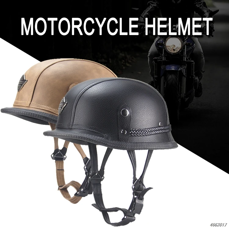 WOSAWE мотоциклетные шлемы с открытым лицом мото мотокросса Ретро индивидуальный шлем Взрослый кожаный велосипедный велосипед половина скутер шлем