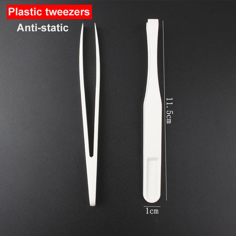 

2pcs 93308 white wide platy Anti-static Plastic Tweezers Forceps Insulated High Hardness Tweezers Set
