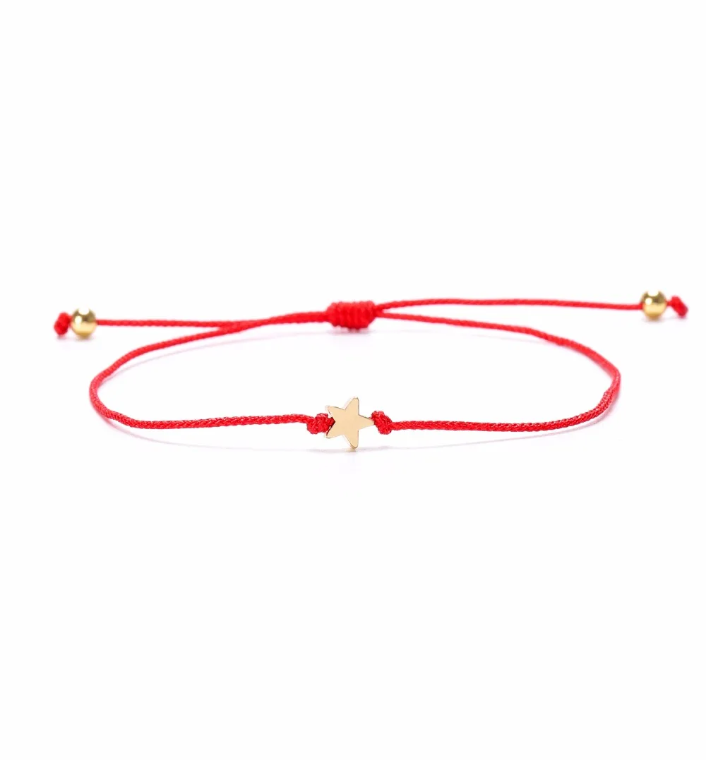 VEKNO Anniversary Gift Gold Heart Bracelet His and Her Adjustable Red String Rope Matching Couples Bracelets Relationship Bijoux