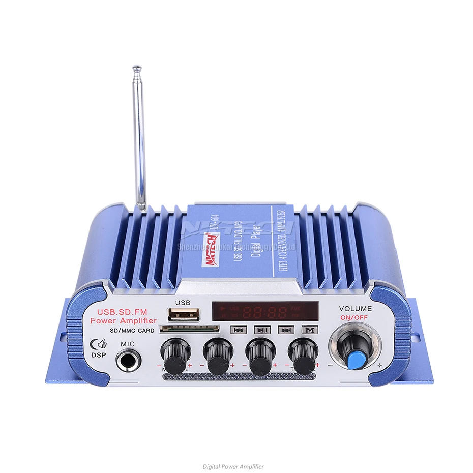 NKTECH HY-604 автомобильный аудио высокой мощности Цифровой усилитель 4CH x 45 Вт Hi-Fi плеер с микрофоном караоке реверберации Поддержка FM SD DVD MP3