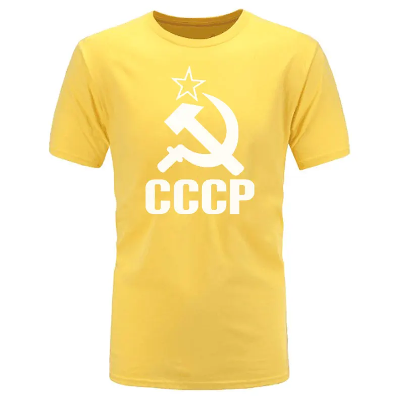 BAIJOE CCCP мужские футболки, мужские футболки с коротким рукавом, футболки из хлопка с круглым вырезом - Цвет: yellow white