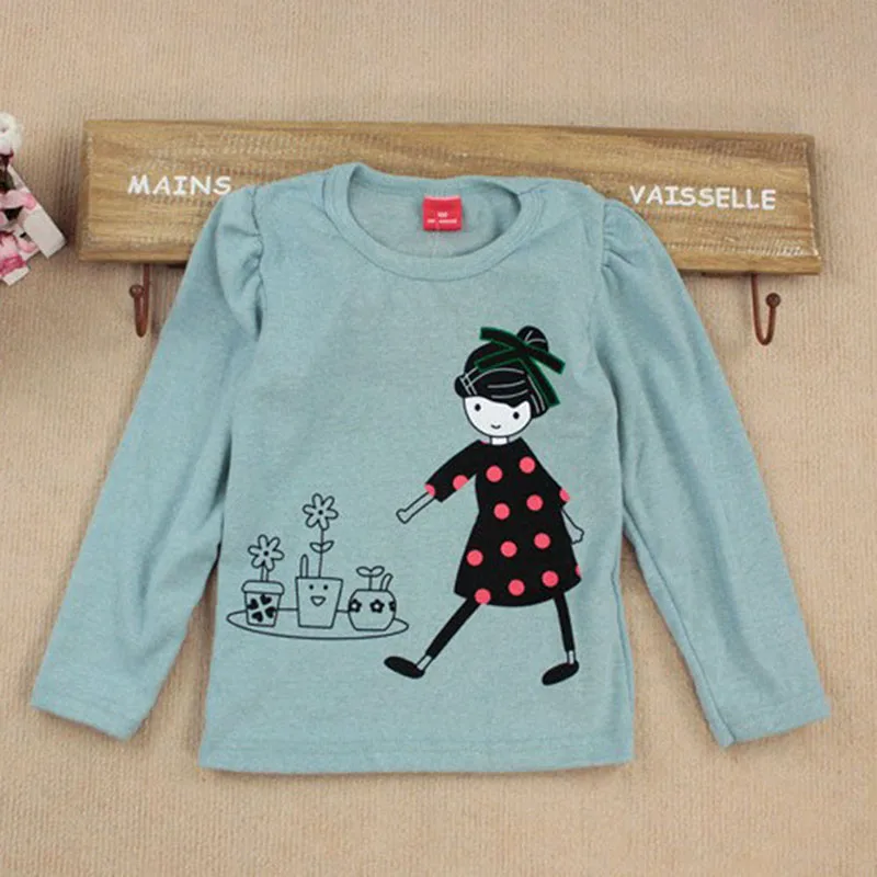 Long Sleeve T-shirt For Girls Toddler Kids Clothes Baby Girls Cartoon Print Mickey T shirts Casual Tops Tees Children's Clothing - Цвет: T7736green