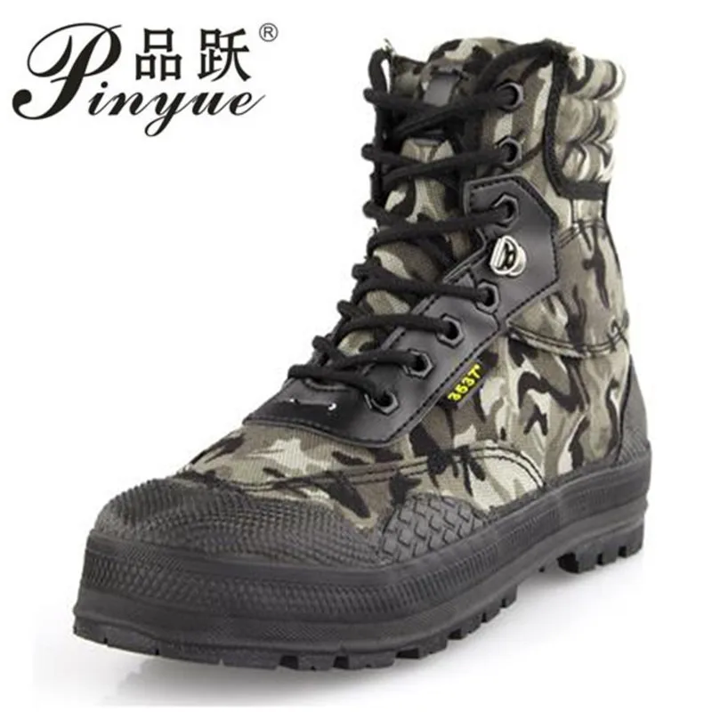  New Men Fashion Army Desert Boots Men Military Tactical Lace Up Canvas Camouflage Rubber Boots Size
