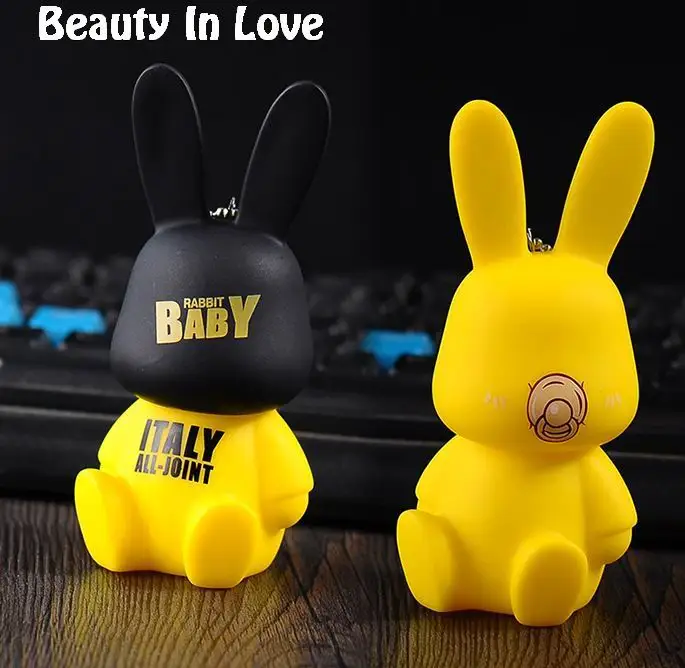 

Italy Rabbit Baby Bunny Animal Kiki Keychain Women Camera Fur Pom poms Pompom Key Ring Chains Leather Trinket Car Bag Charm D96