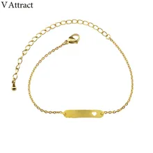 V привлечь 10 шт. золото наслоение простой Крошечный Сердце бар браслет Femme Для женщин Нержавеющая сталь Бохо украшения B071