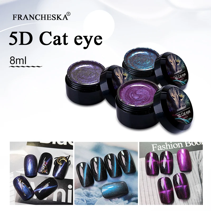 Francheska 5D эффект кошачьих глаз УФ-гель для ногтей замачивается 13 цветов магнитный гель для ногтей Nagels Лаки маникюрный лак Gellak