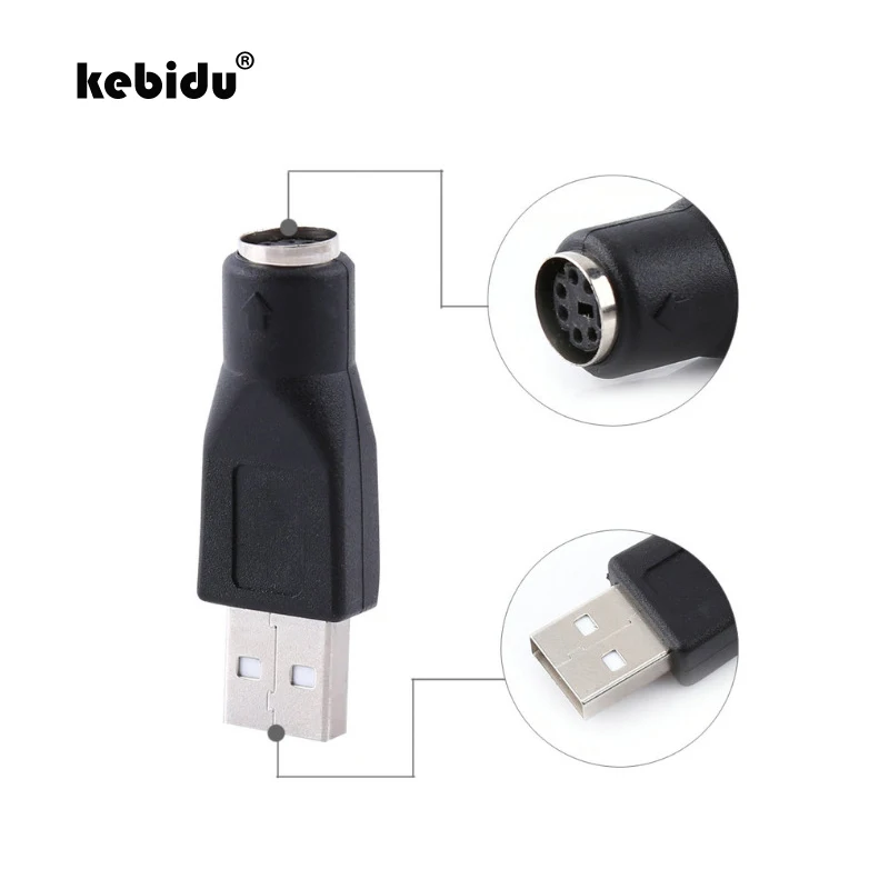 kebidu 2pcs/lot USB Male to PS/2 Female Adapter Connector Keyboard
