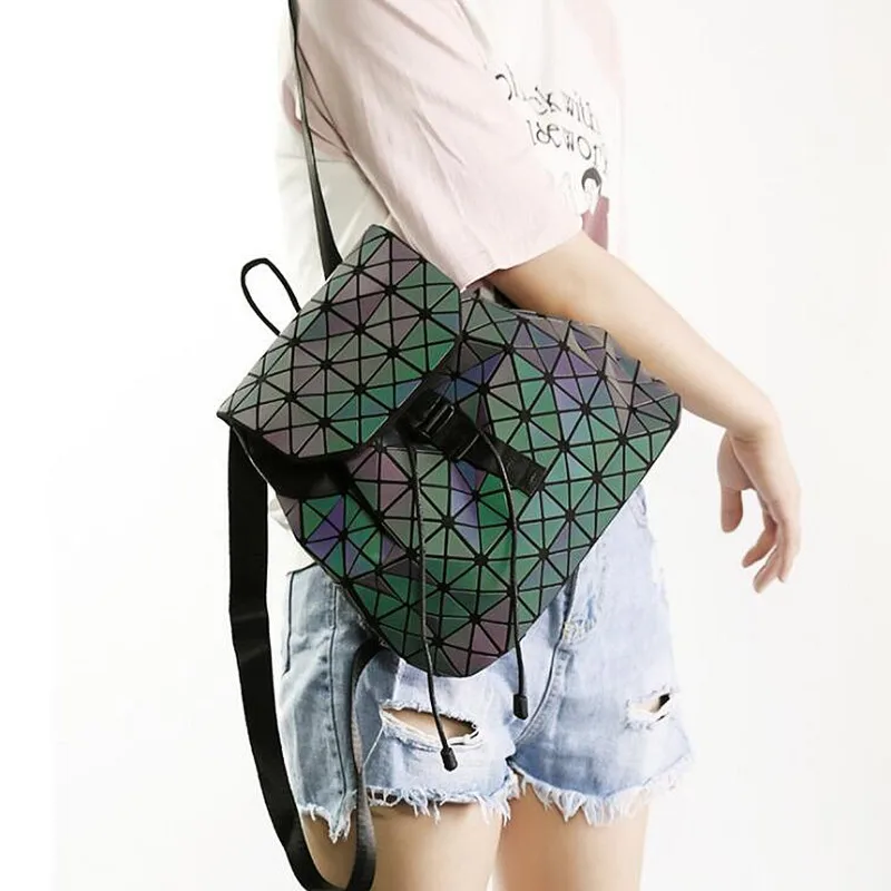 

Fashion Women Drawstring Backpack Diamond Lattice Geometry Quilted Ladies Backpack Sac Bag For Teenage girl Bao Bao School Bags