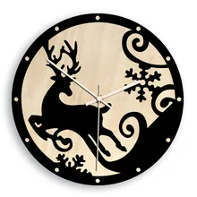 Home Christmas Elk Creative Wall Clock European Style Living Room Black White Wooden Clock Wall hangings Home Christmas Elk Creative Wall Clock European Style Living Room Black White Wooden Clock Wall hangings
