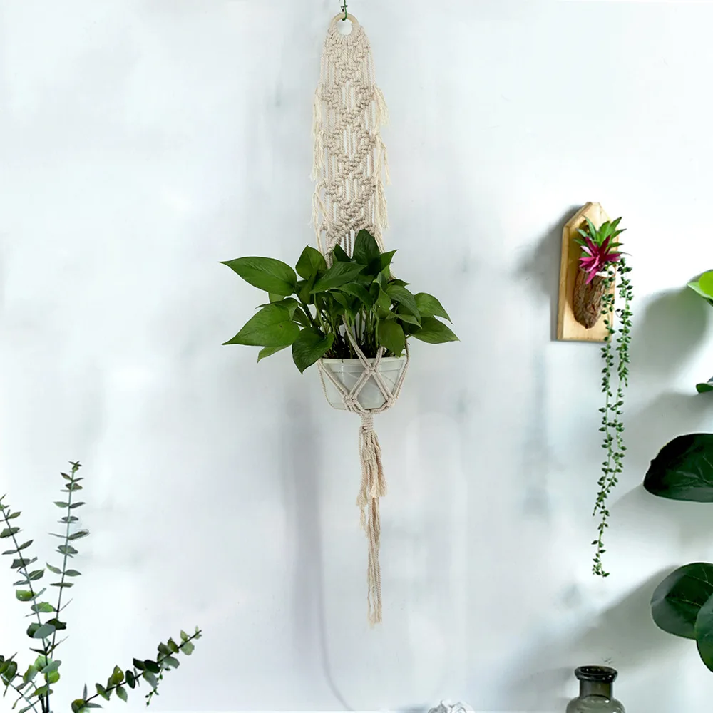 

1PC Macrame Plants Hanger Hook 4 Legs Retro Flower Pot Hanging Rope Holder String Home Garden Balcony Decoration Wall Art