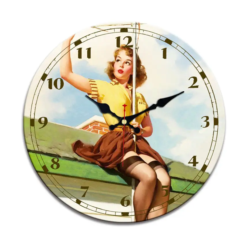 WONZOM Beer Wine Glass Silent Wall Art Large Wall Clock, Wall Watch For Home Decor Study, No Ticking Sound, Creative Decoration - Color: WomanWallClock19