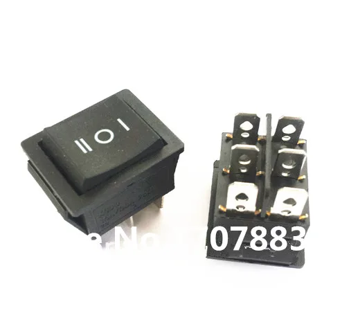 

6 Pins KCD4 AC 15A/30A 250V DPDT Black Button Momentary Spring Returned On/Off/On Panel Mount Rocker Boat Switches Push Button
