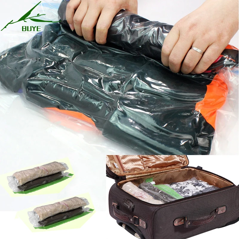2PC Transparent Plastic Manually Compressed Vacuum Bags Women Man Baby Travel Space Saver Bags
