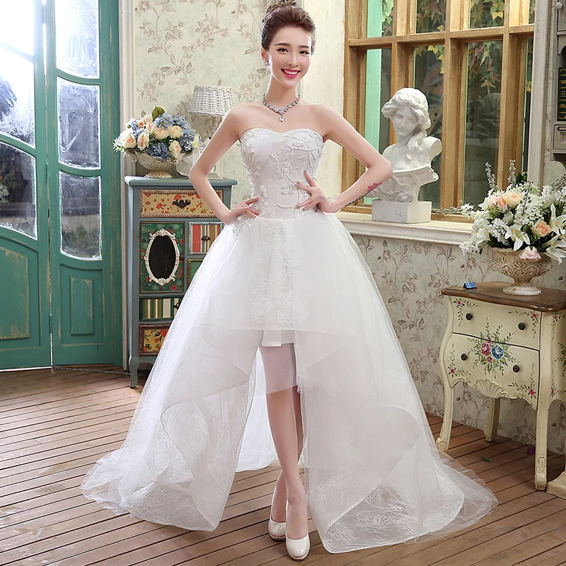 sexy vintage wedding dresses short front long back organza
