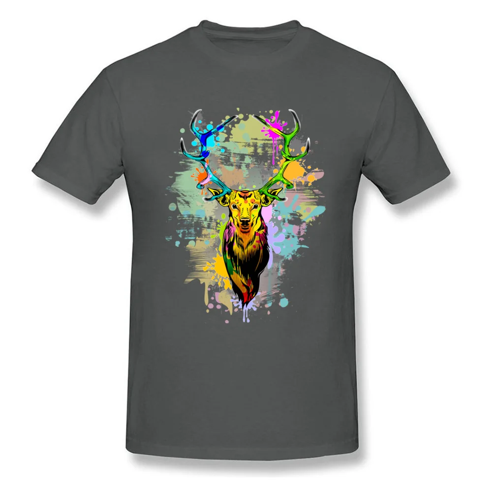 Design T-shirts Wholesale Crew Neck Deer PopArt Dripping Paint 100% Cotton Men Tops Tees Funny Short Sleeve Tee Shirt Deer PopArt Dripping Paint carbon