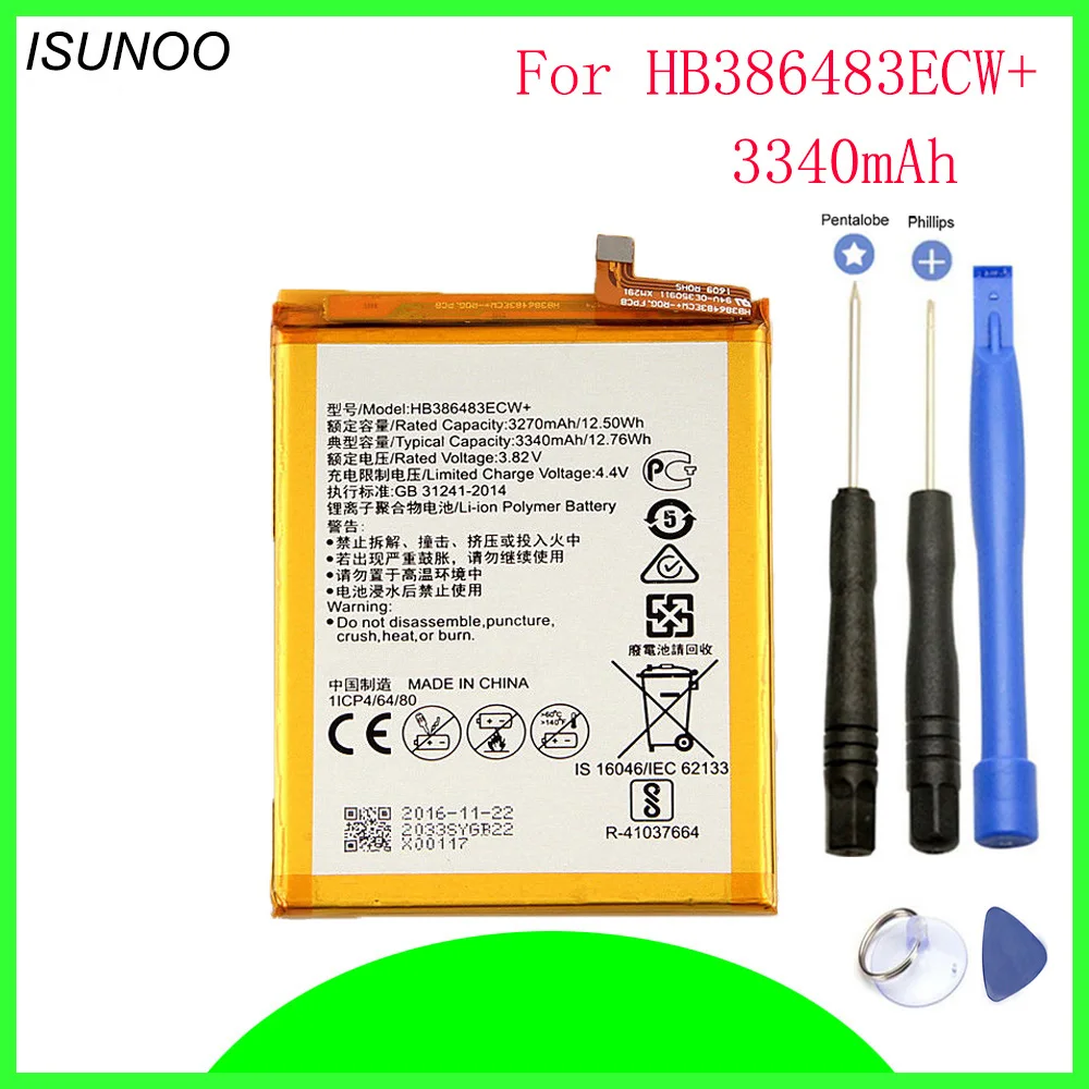 

ISUNOO HB386483ECW+ phone battery For HuaWei Maimang 5 MLA-AL00 MLA-AL10 / G9 Plus MLA-UL00 MLA-TL00 MLA-TL10 with repair tools