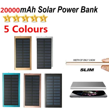 

20000mah Solar Power Bank Waterproof Solar Charger 2 Usb Ports Travel External Charger Powerbank