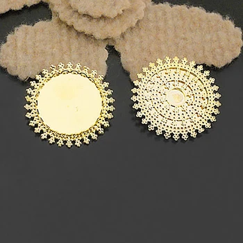 

(26024)10PCS 35MM,Inside size:25MM Gold Color Brass Round Base Trays Bezels Cabochon Beads Cameo Settings Jewelry Accessories