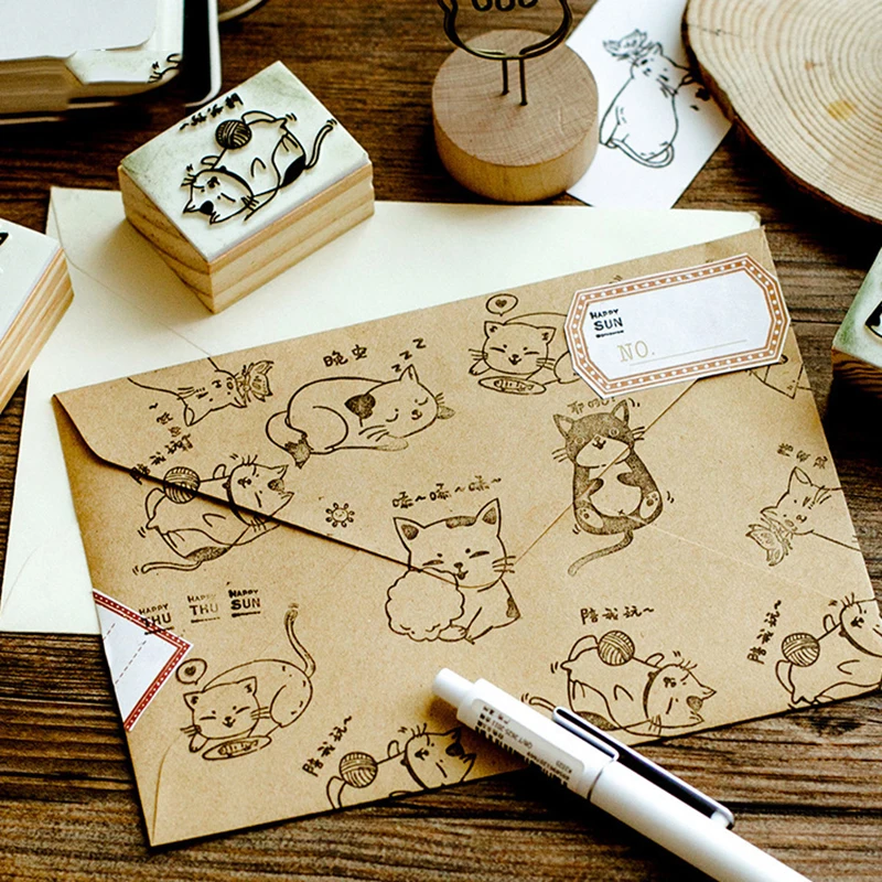 PIKAALAFAN милый кот серии коробки деревянный альбом для штампов DIY Фотоальбом