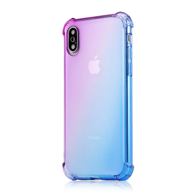 Яркий градиентный телефонный чехол Аврора для iPhone XR XS Max X 7 8 6 6S Plus 5S 5 SE ультра прозрачный тонкий чехол s Мягкий ТПУ чехол Fundas - Цвет: Blue Purple