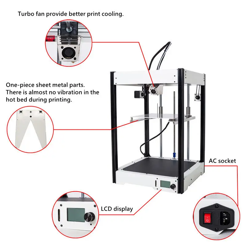 Новейший 3D принтер большой 220*220*290 мм рамка из листового металла высокое качество точность DIY комплект ЖК-CL-260 Ultimaker2 UM2