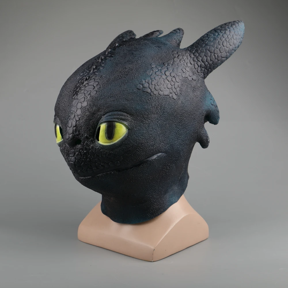 2019 Movie How To Train Your Dragon 3 The Hidden World Toothless Cosplay Face Masks Full Head Latex Black Adult Helmet Halloween (4)