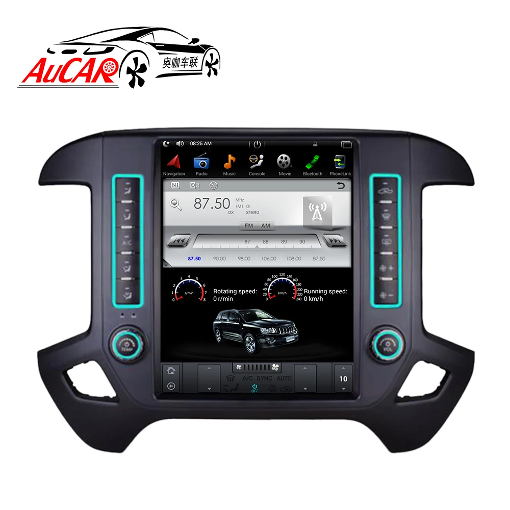 AuCAR Tesla Style 12 1 &quotAndroid 9 Автомобильный мультимедийный проигрыватель для GMC Sierra Chevrolet