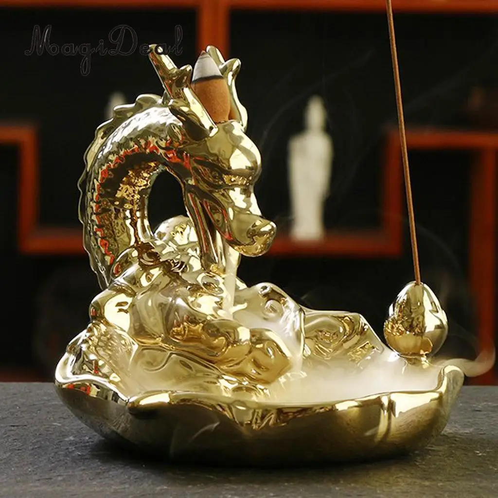 Traditional Chinese Dragon Incense Holder Porcelain Backflow Incense Burner Smoke Tower Incense Burners