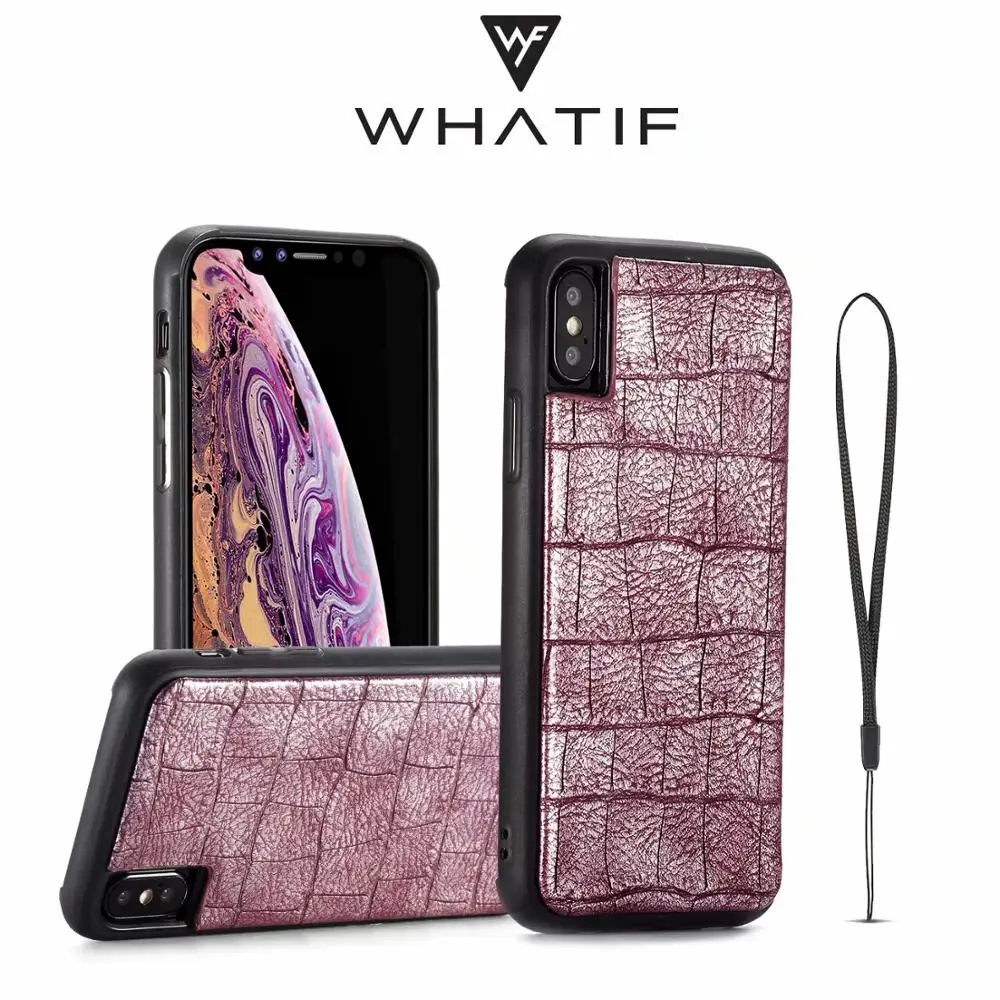 

WHATIF Luxury Crocodile Skin Leather Ph Case for IPhone 7 8 Plus Xs Max XR Soft Tpu Shockproof Back Cover