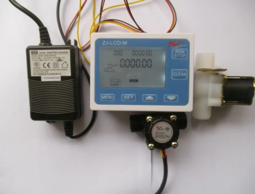 Free shipping G1/2" Water Flow Control LCD Display+Flow Sensor Solenoid
