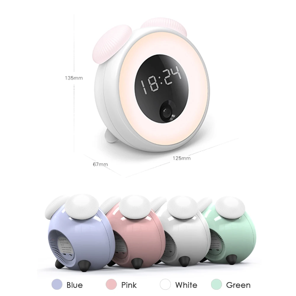 

USB LED Wake Up Light Digital Alarm Clock Modern Table Lamp Lighting for Kids Touch/Vibration Control Human Body/Automatic