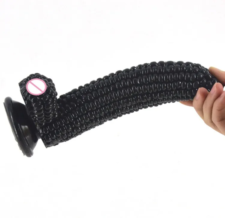 200*42mm huge dildo Corn full of particles black dildo Powerful sucker male artificial penis adult sex toys for women